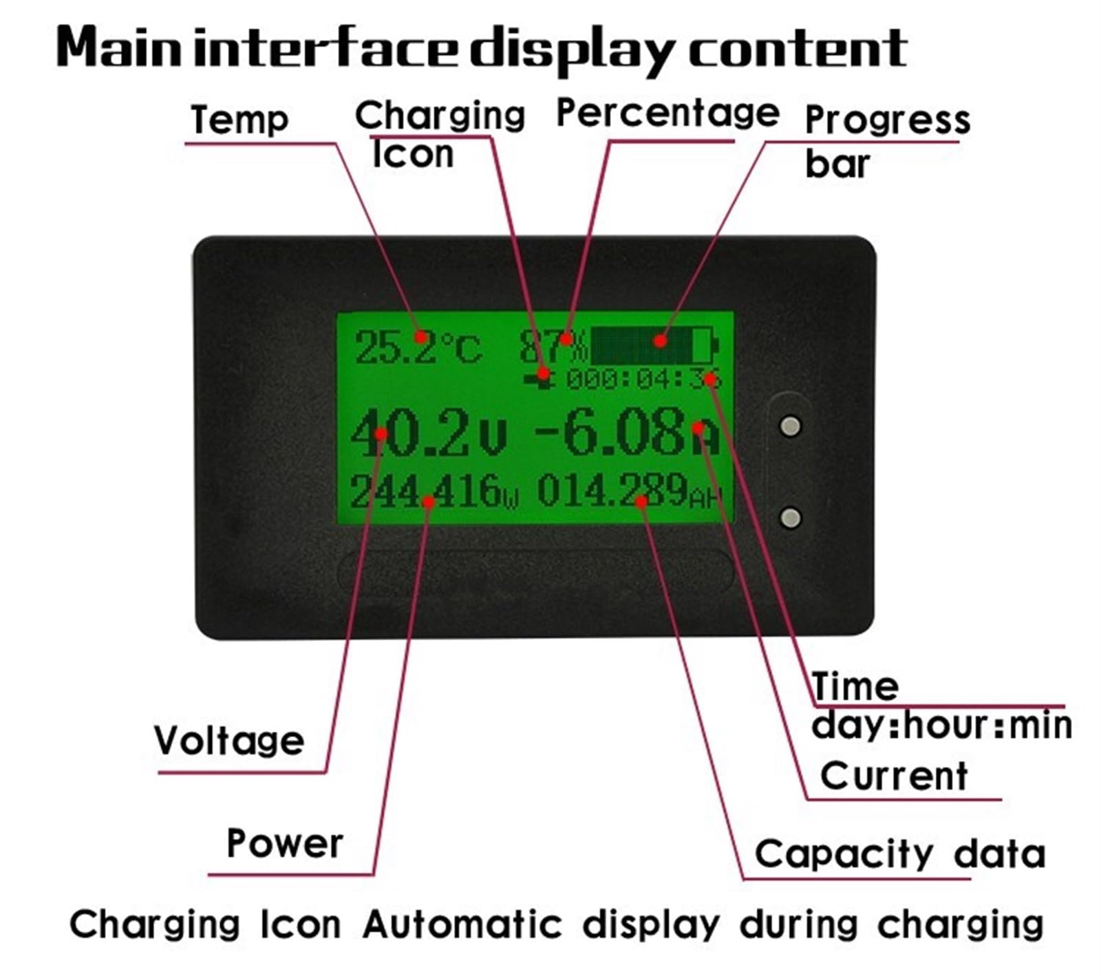 DC 8-200V 500A Voltímetro Amperímetro Probador De Batería De Coche Coulómetro Capacidad Voltaje De Electricidad Medidor De Potencia Monitor(200A With Shunt)