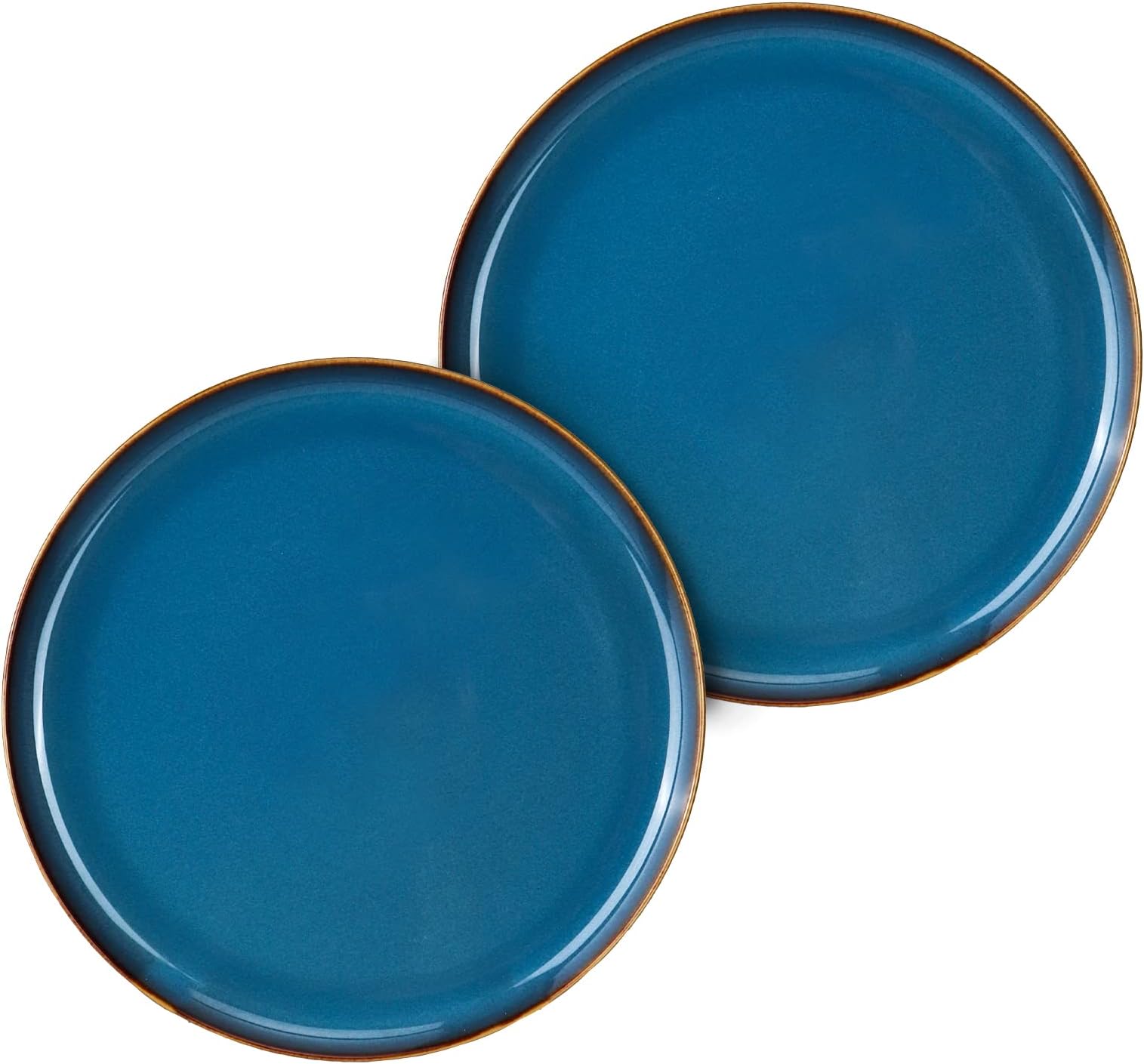 CSYY 2 Pack Dinner Plates, 8.5 Inch Blue Porcelain Salad Plates Round Ceramic Serving Dining Plate Set for Dinner Pasta Fruit Salad