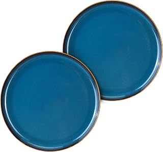 CSYY Porzellanteller Set, 21,6 cm, Blau, Pastateller, Dessert-Vorspeisenteller, Porzellan-Salatteller, 2er-Set für Mittagessen, Küche, Party, spülmaschinen- und mikrowellengeeignet