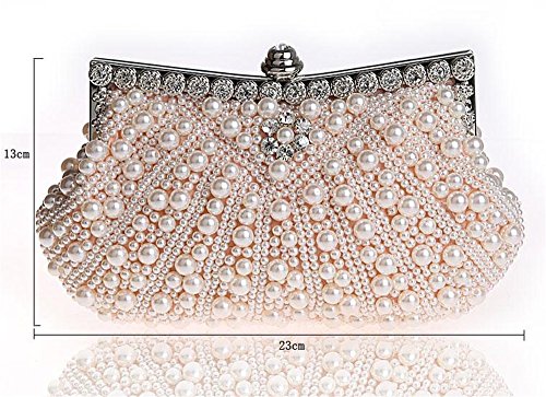 Kingluck Satin with Pearl and Diamond Wedding/Special Occasion Evening Handbags/Clutch (pink)