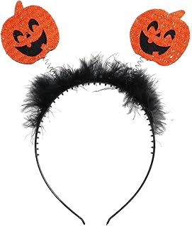 Halloween Pumpkin Headbands for Women Halloween Black Plush Orange Pumpkin Hairbands Fuzzy Head Day of the Dead Cosplay for Girls Halloween Cosplay Party Costume Hair Accessories 1Pcs (Pumpkin)