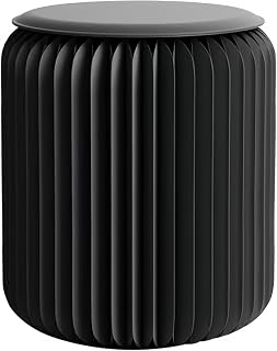 NOONTIDE Folding Stool - 17Inch Home Furniture 660lb Load Capacity Foldable Paper Stool - Eco-Friendly Kraft Paper Honeycomb Design,Foldable to 1.2",Modern Minimalist Stool for Living Room(Black)