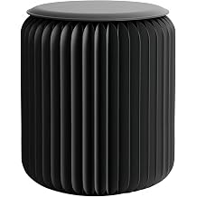 NOONTIDE Folding Stool - 17Inch Home Furniture 660lb Load Capacity Foldable Paper Stool Eco-Friendly Kraft Paper Honeycomb Design,Foldable to 1.2",Brown Modern Minimalist Stool for Living RoomBlack