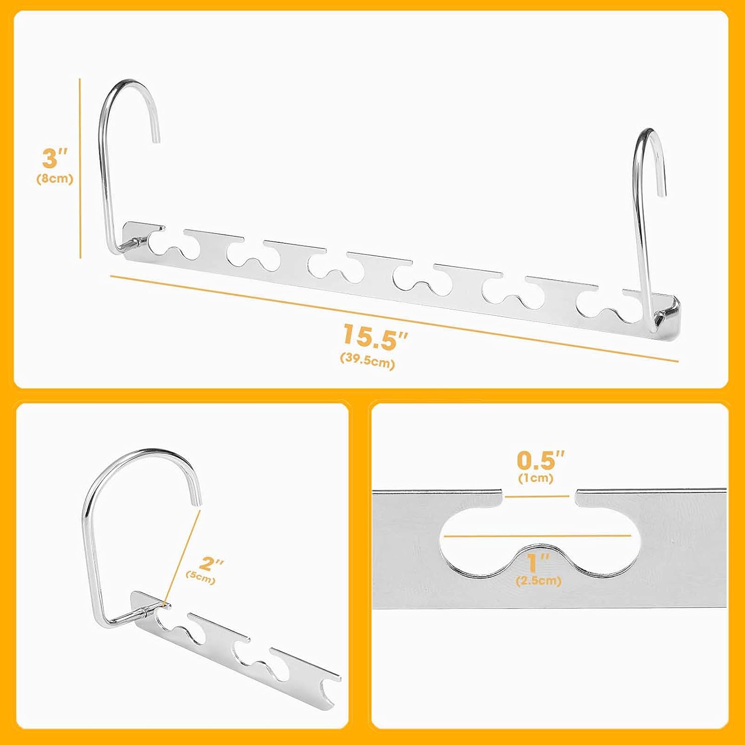 Pretigo Space Saving Hangers- 10 Pack, Metal Hanger Magic Cascading Hanger Clothes Organizer, Sturdy Steel Space Saver Hangers for Heavy Clothes
