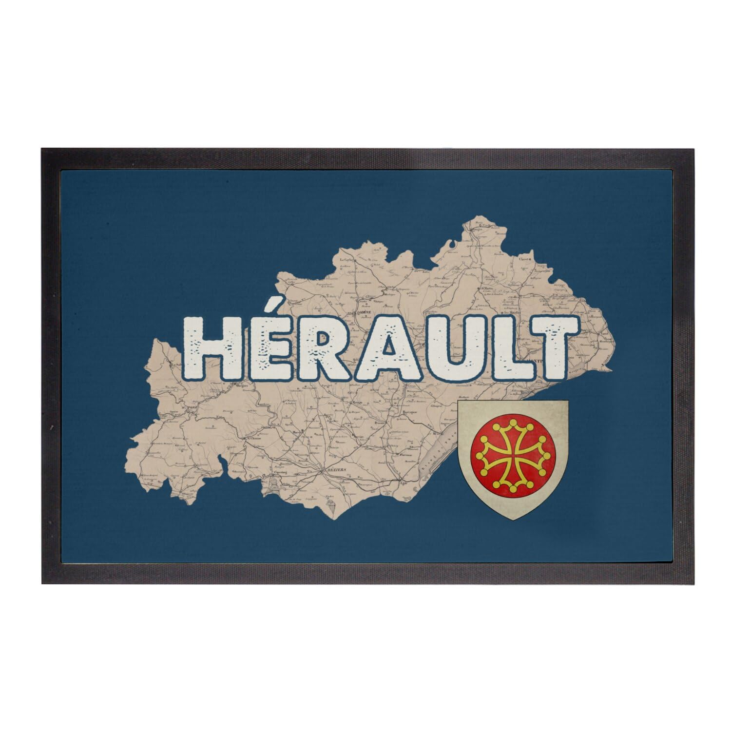 Paillasson Occitanie carte ancienne de l Hérault, cadeau idéal crémaillère