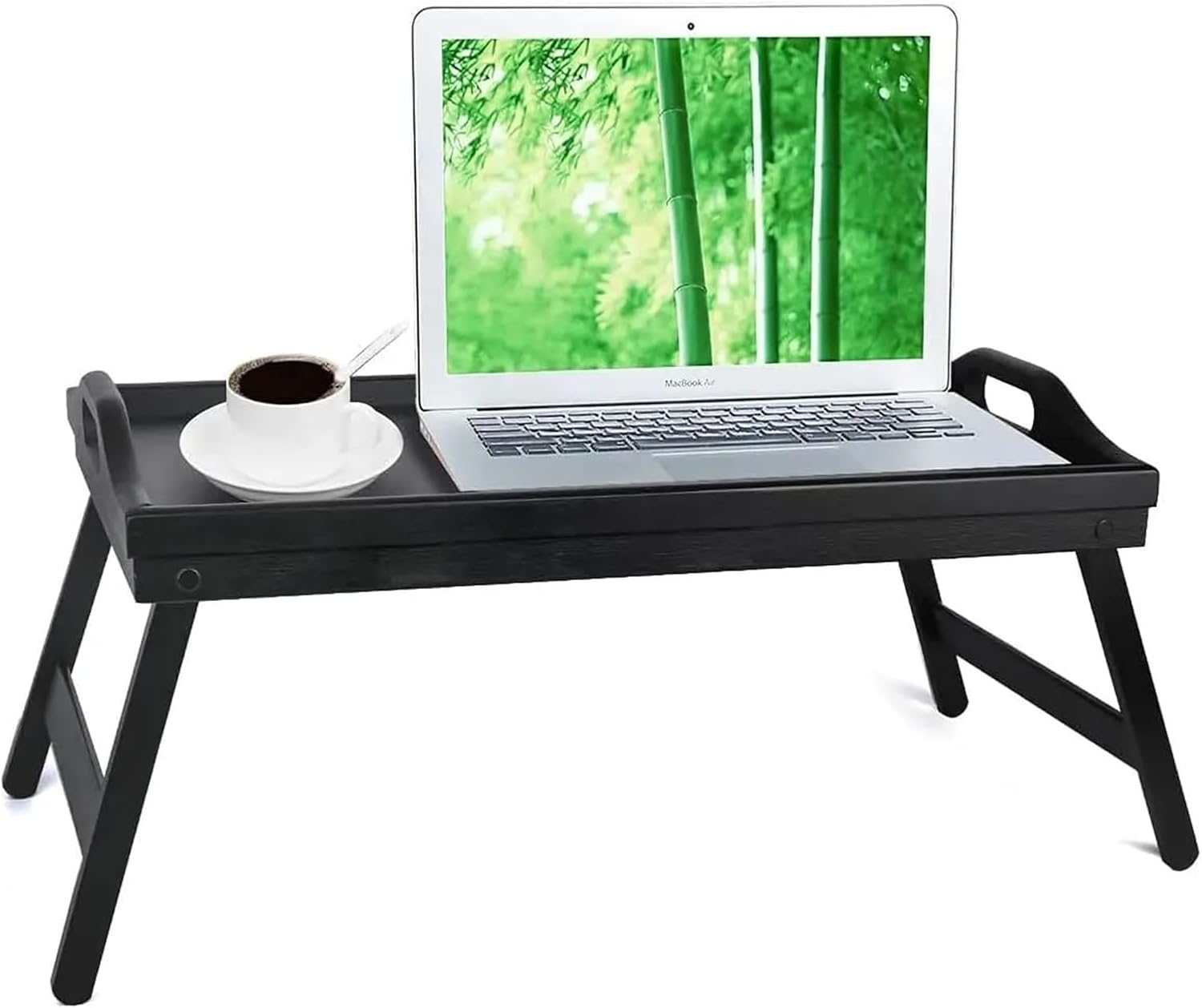 Bed Tray Table with Folding Legs Wooden Serving Breakfast in Bed