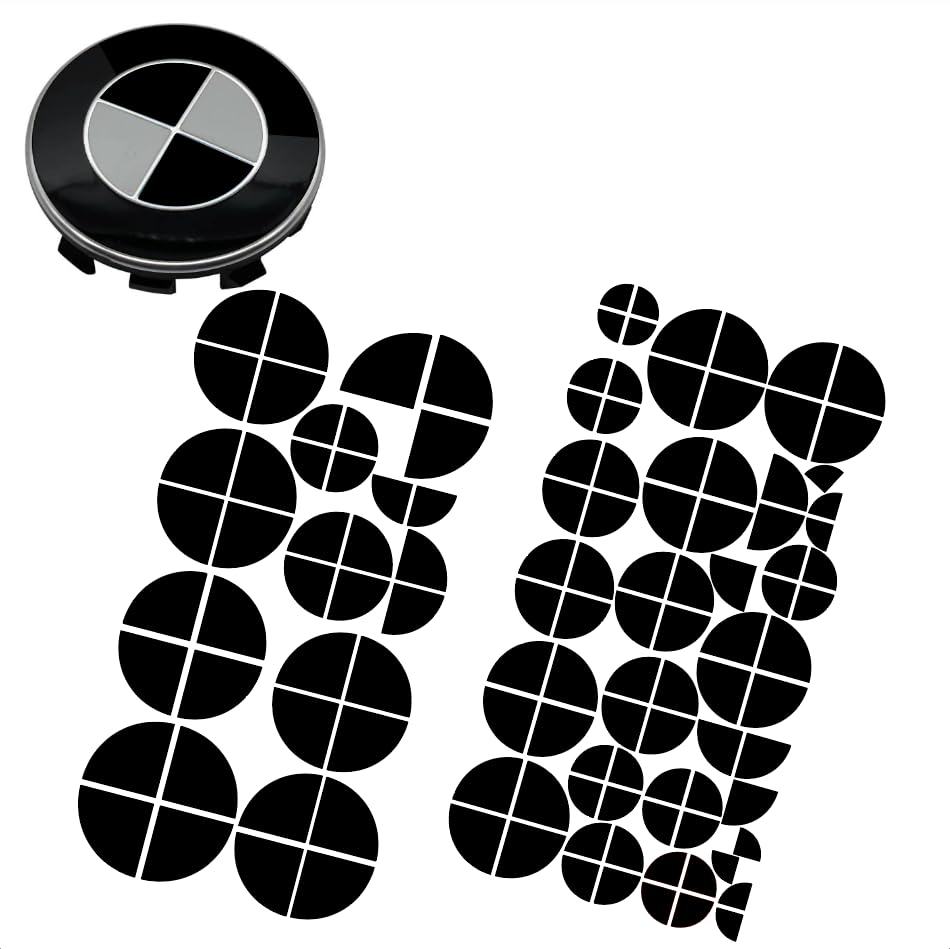 3M 2080 Lot de 120 autocollants d'emblème compatibles avec le logo BMW - Pour tous les emblèmes de voiture - Noir brillant