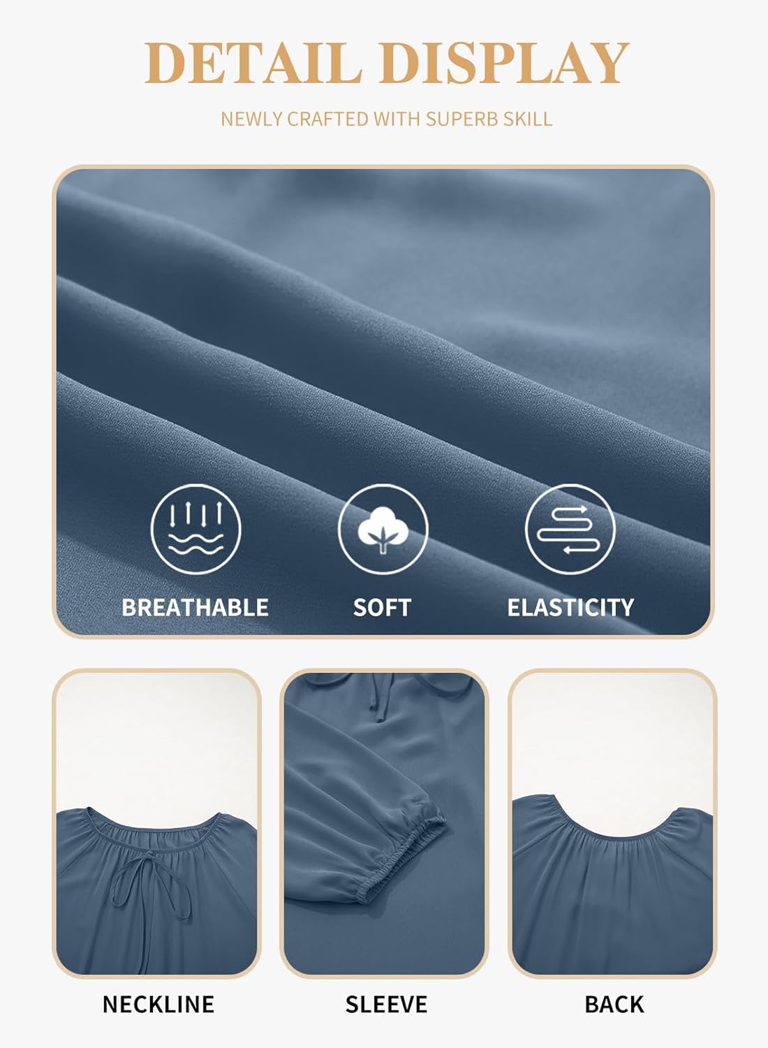 Eytino Womens Plus Size Tops Long Sleeve Crewneck Dressy Casual Chiffon Blouse Flowy Shirts(1X-5X) - Image 5