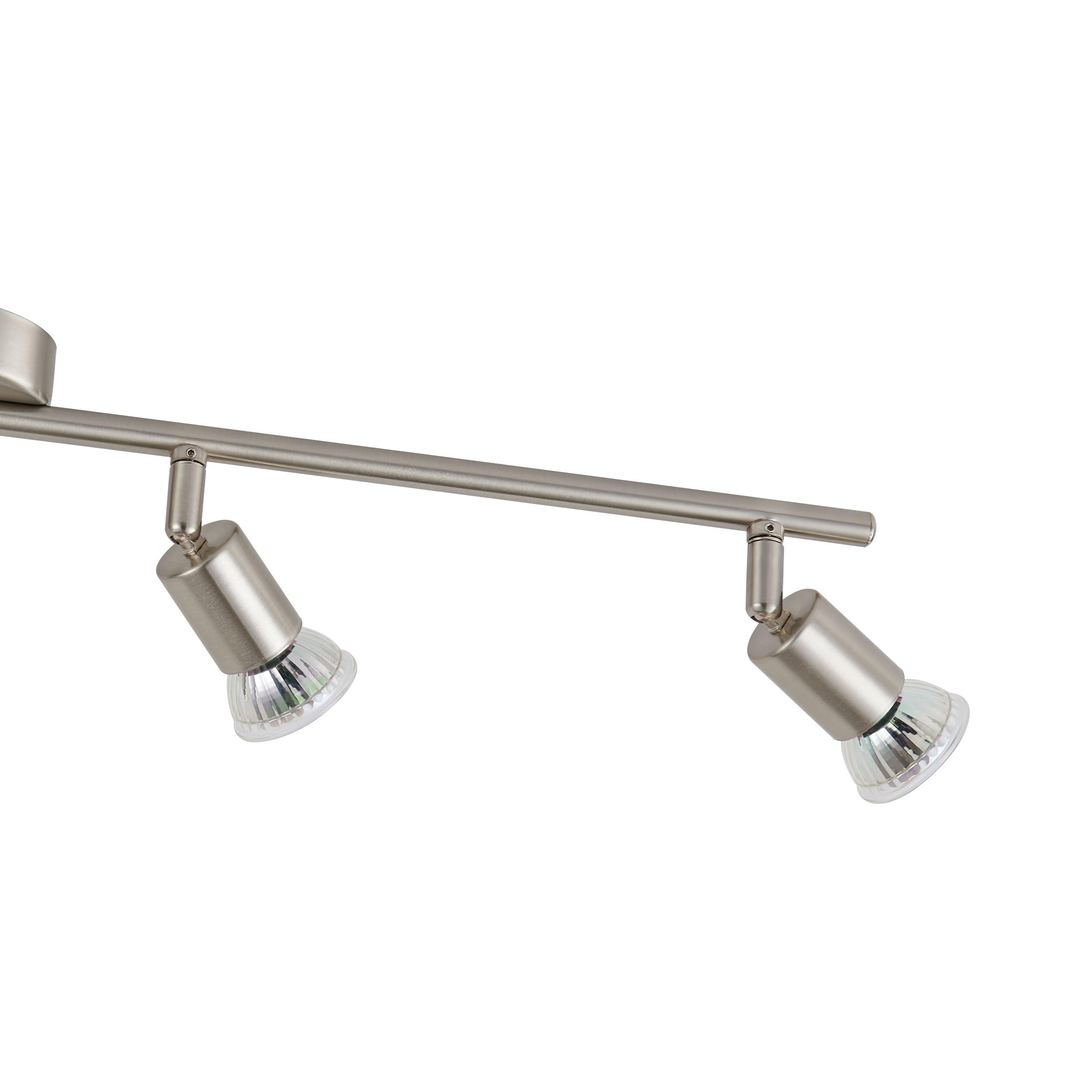 Eglo LED Plafoniera Buzz-LED, lampada da soffitto 4 fiamme, faretti | da soffitto in metallo nichel opaco, lampada per soggiorno, cucina, spot con lampadine GU10, luce calda, L 68,5 cm