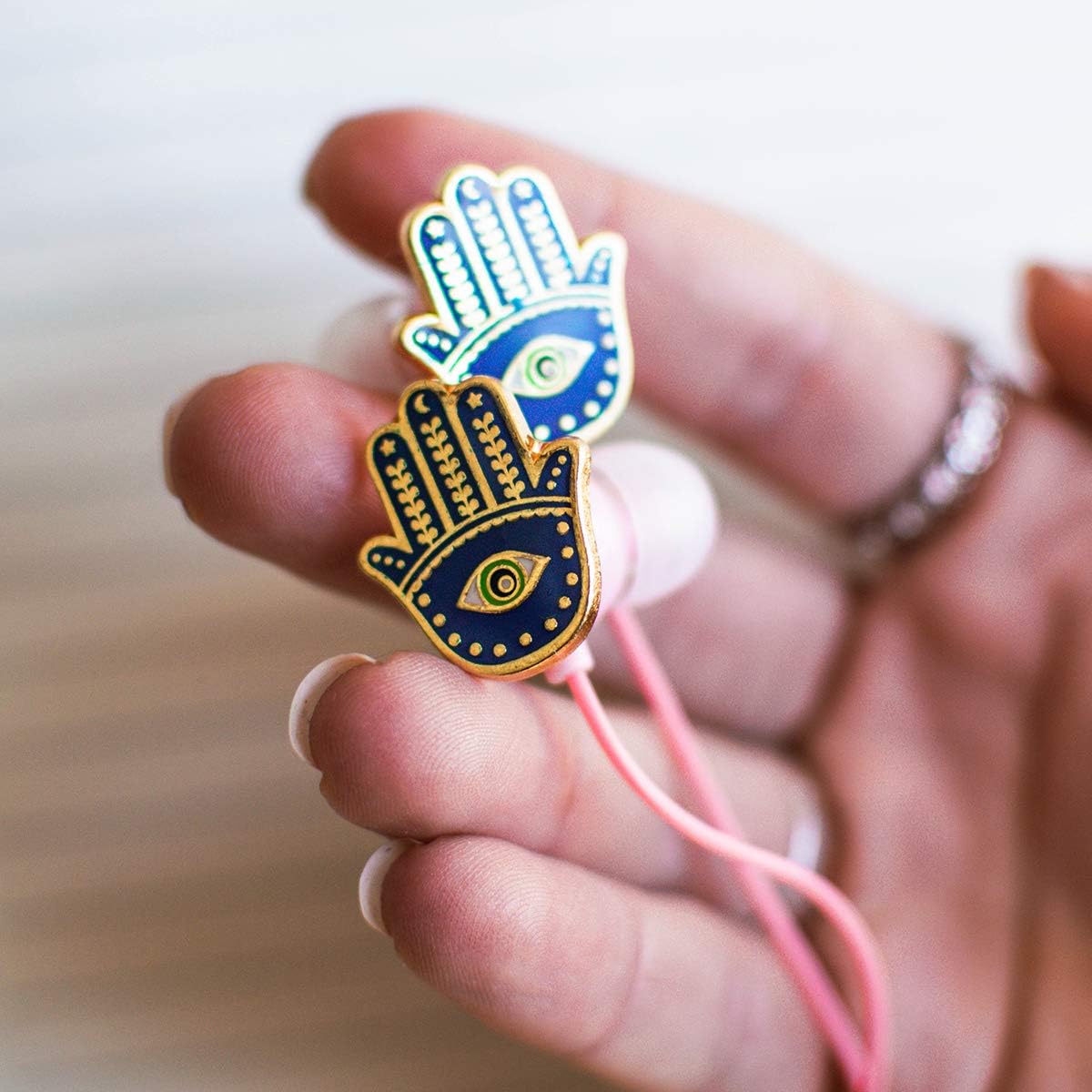 Hamsa W/Evil Eye Ear Buds - Image 4