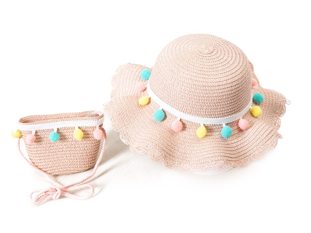 VRITRAZ Comfortable Straw Summer Green Beech Hat and Handbag Perfect Combo for Kids