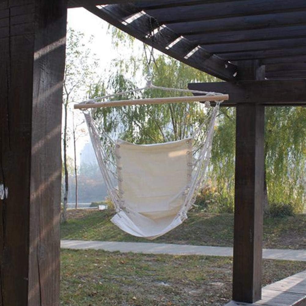 Hammock Chair Relax Hanging Swing White Canvas for Superior Comfort & Durability for Indoor/Outdoor Home Bedroom Patio Deck Yard Garden