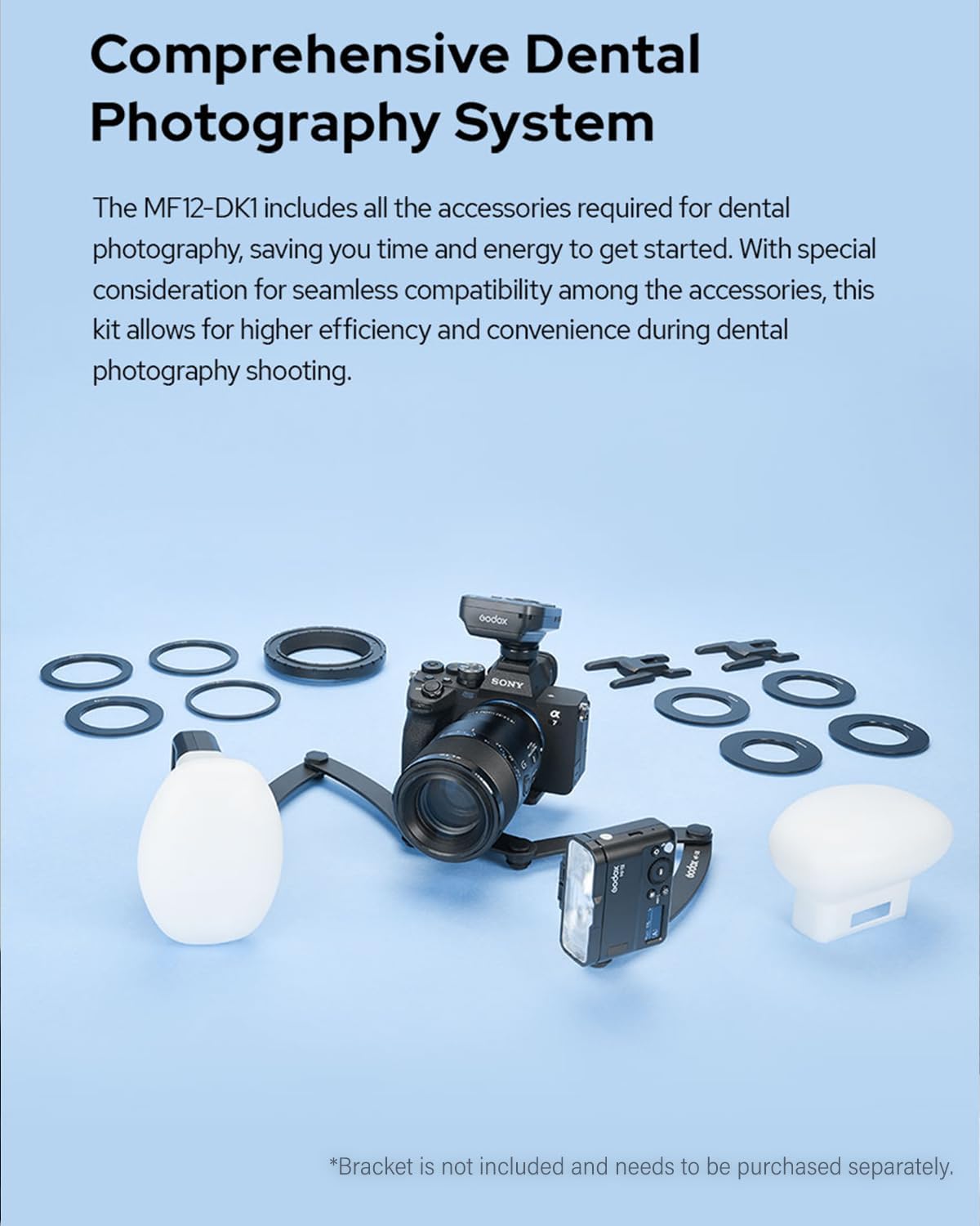 Godox MF12 Compact Camera Flash Set for Dental Flash System, MF12-DK1 Dental Macro Flash Speedlite 2-Light Kit with XproiiS+ for Sony Cameras A6400, A7M4, A7R5, ZV-E10 with The Sony Macro Lens FE90MM