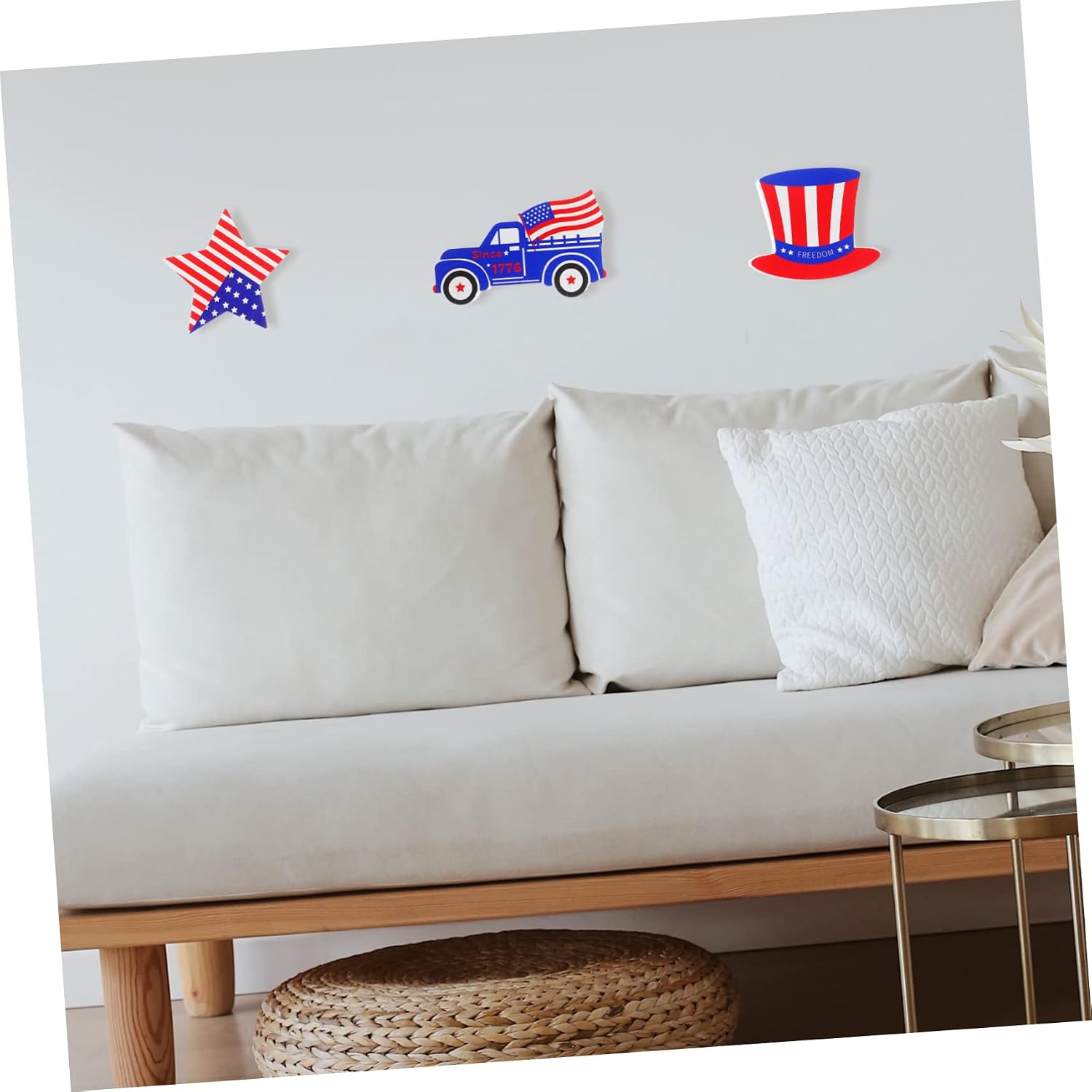 Luxshiny 3Pcs Wooden Tiered Tray Decorations Patriotic of July Independence Day Table Centerpiece for Home Party Decor