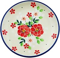 Vista 17 de Auténtico mini plato de cerámica polaca, plato de posavasos con diseño de enrejado aster, hecho a mano en Bolesławiec Polonia por Ceramika