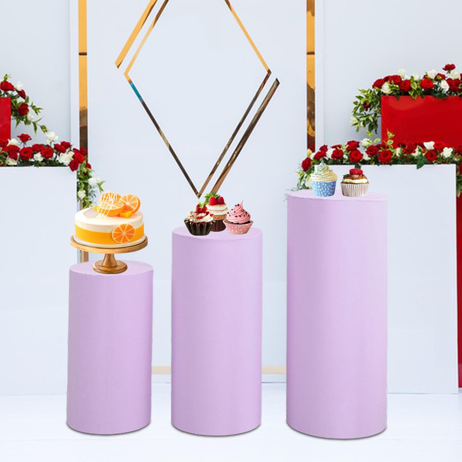 Lot de 3 Housses pour Supports de Cylindres, Idéales pour Les Occasions Spéciales et Les Célébrations, Violet Clair
