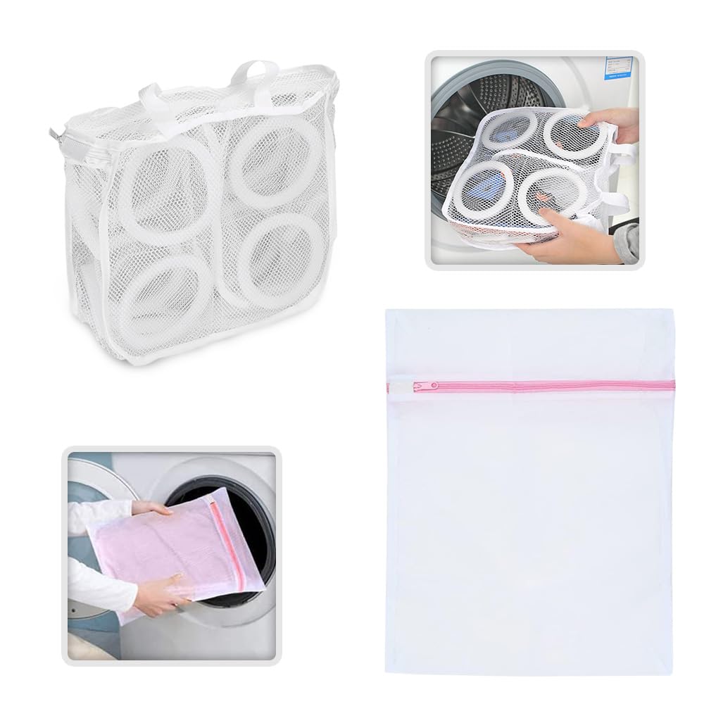 FreshDcart FDCA348 Shoes Wash Bags |Cloth Cleaning Bag | Travel Bag with Zipper Household Washing Machine Bag For Laundry Shoes, Socks, Cloth (38 x 30 x 12.5) (White, Pack of 1, Polypropylene)