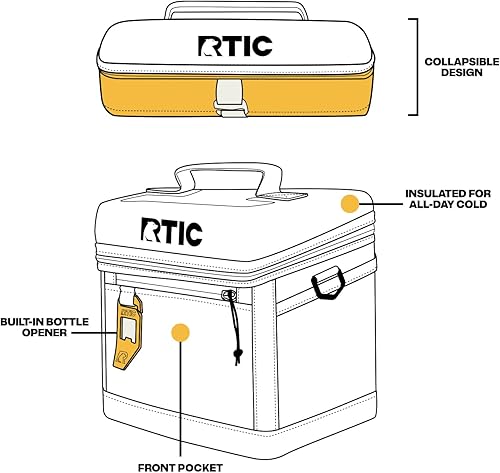 Miniatura 5 de RTIC - Enfriador diario para 15 latas, con aislamiento portátil, de lados suaves, para almuerzo, playa, bebidas, bebidas, viajes, campamento,