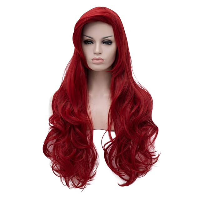 Foto 2 de 6 de ATAYOU Mujer Larga Roja Peluca Sintética Cosplay Para Mujer Halloween Y Fiesta De Disfraces Con 1 Gorra Libre