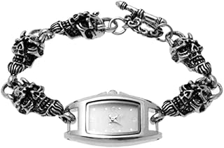 Qtqgoitem New Jewelry Wristwatch W Skull Linked Chain Silver Tone (Model: 763 0ad b26 044 d5e)