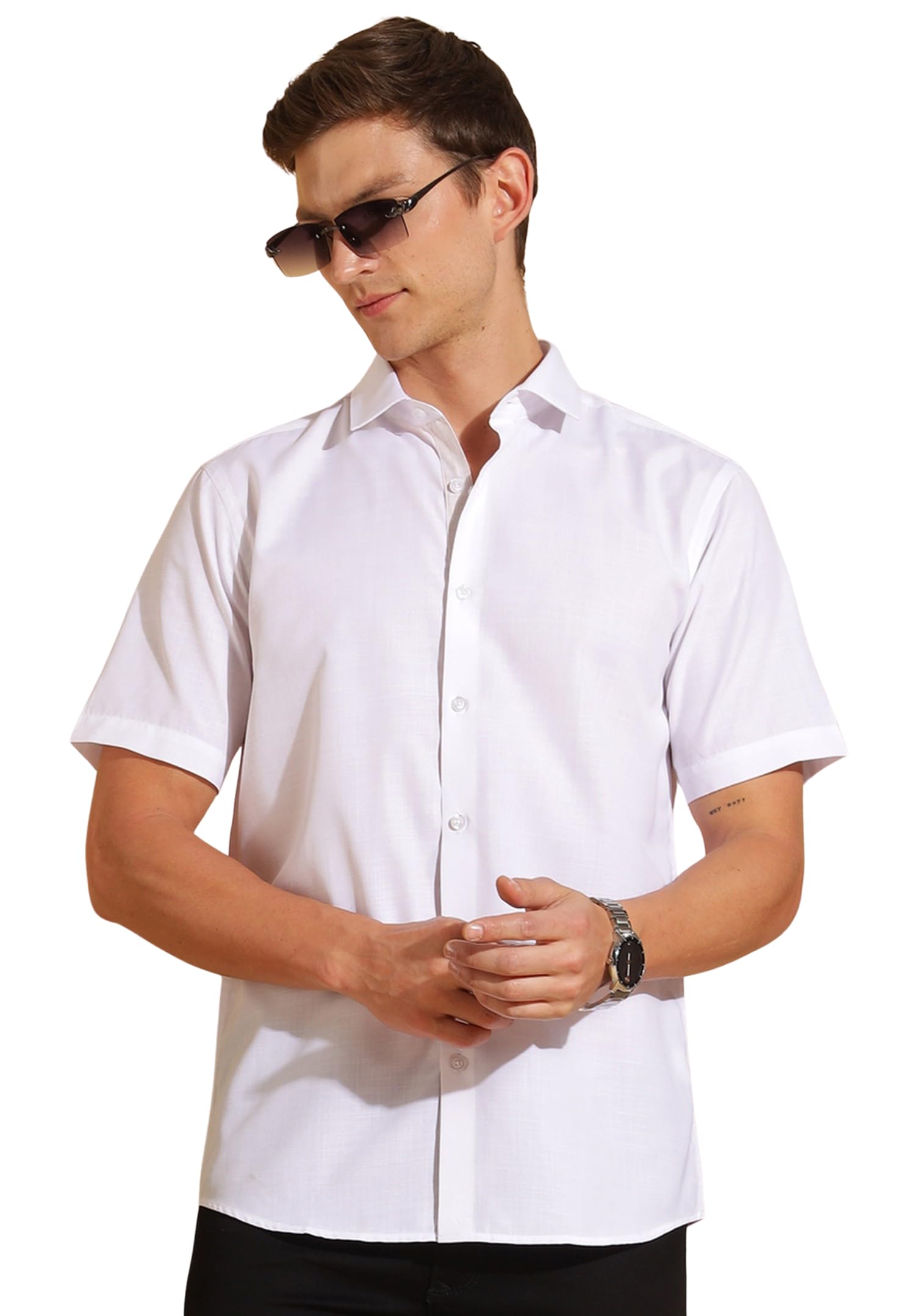 fyltr Men's Regular Fit Shirt - Half Sleeve | Contrast Placket | Regular Collar | Formal Shirts for Men-picture-18