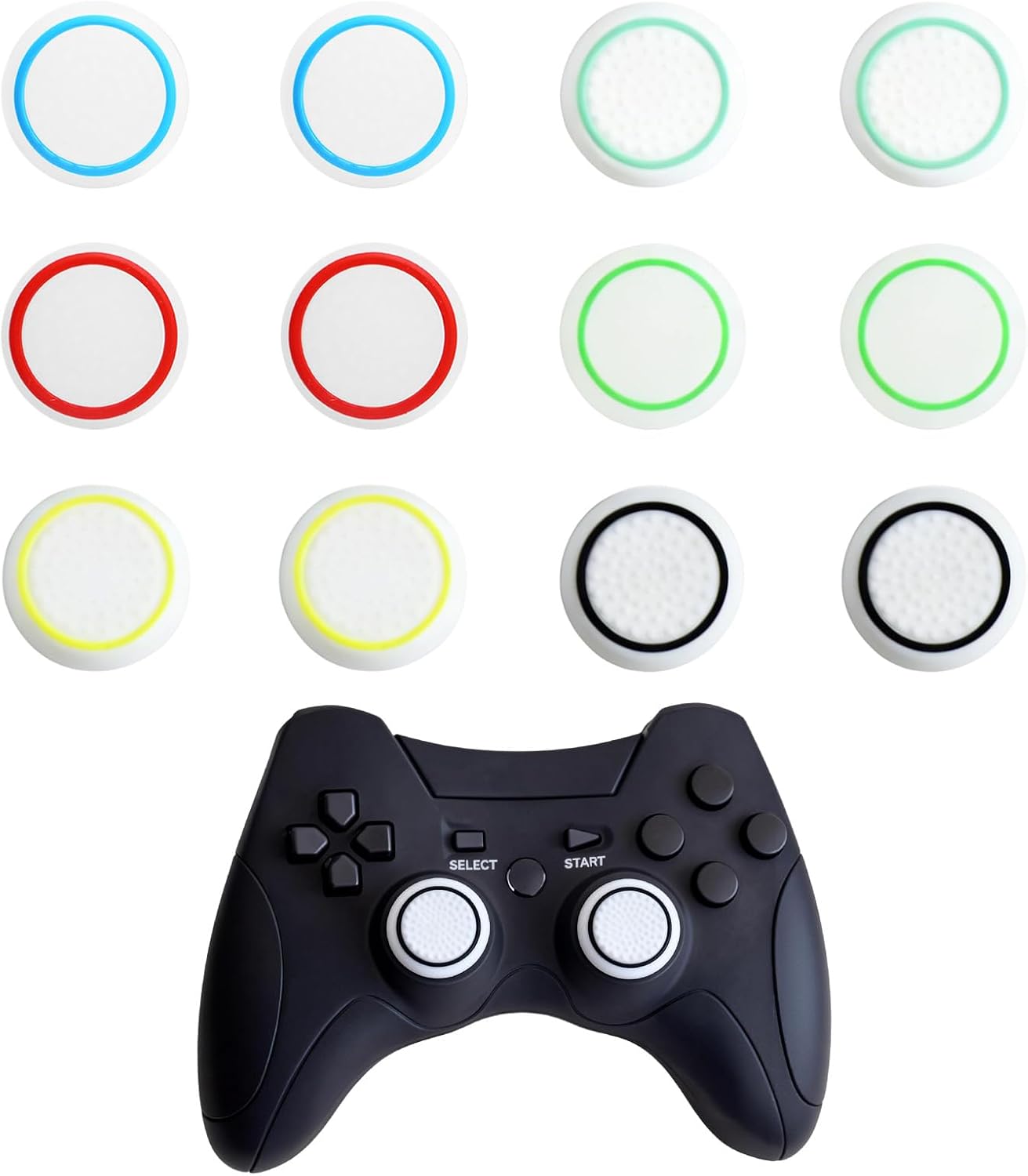 12pcs Controller Thumb Grips Set,Joystick Caps,Thumb Stick Grip Cover Joystick Button Caps Controller Assist for PS4/PS5(White)