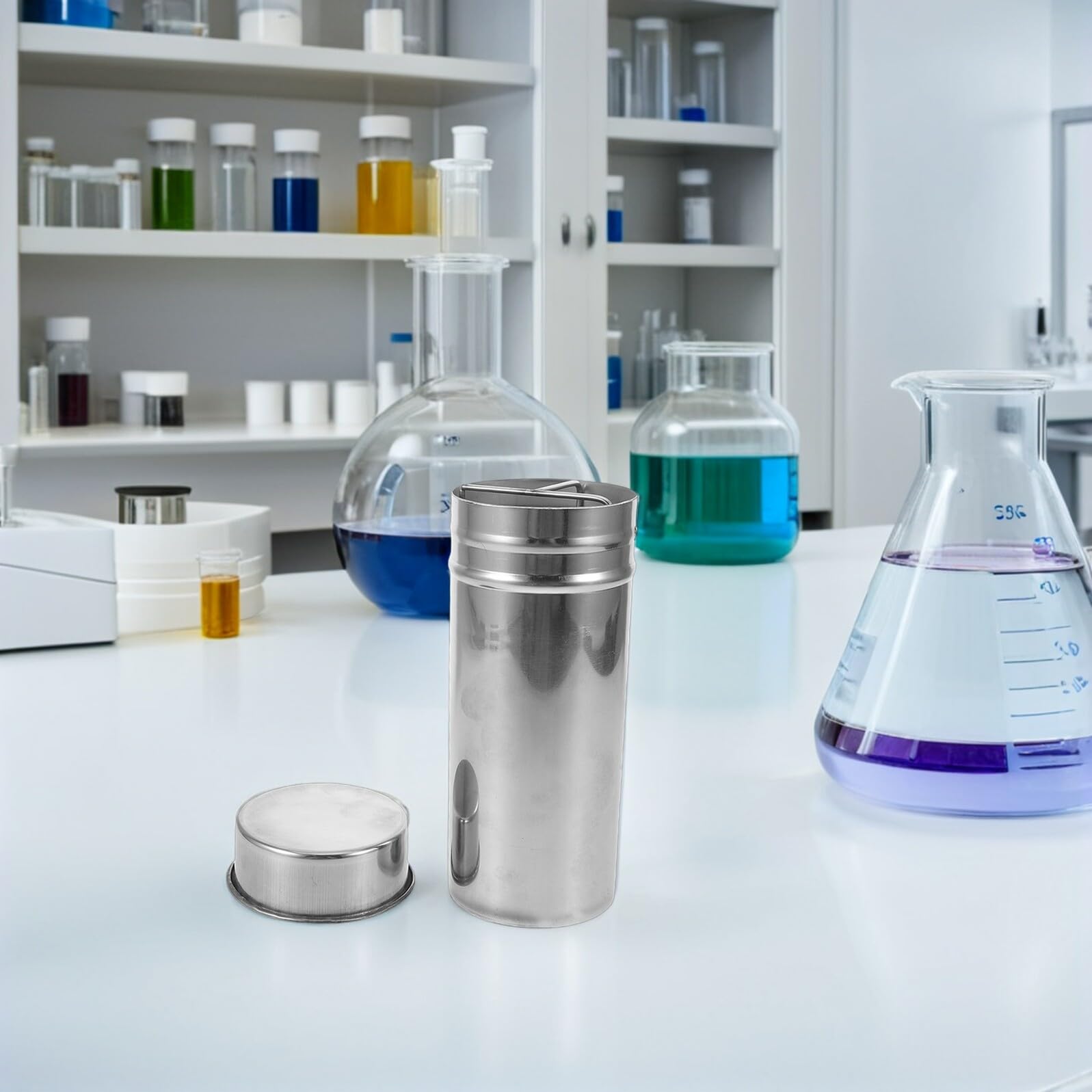Frasco de de Laboratorio Acero Inoxidable con Tapa Hermética para Placas de Petri de 60 MM Contenedor Esterilizable para Cultivo Celular y Almacenamiento Seguro Microbiología