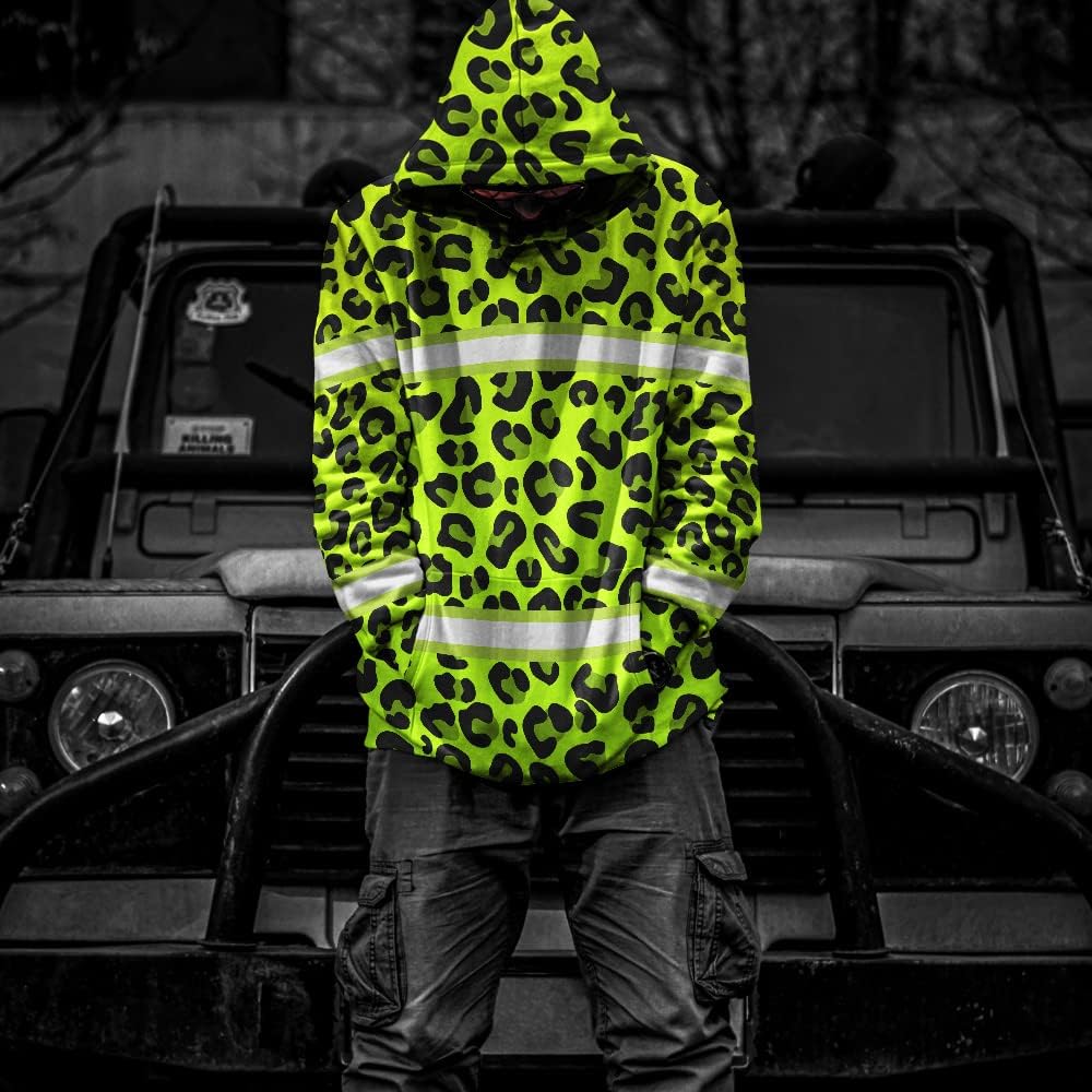 Color US Flag High Visibility Hoodie for Men Women Reflective Tapes Safety Workwear for Worker Runner Patriotic - Image 6