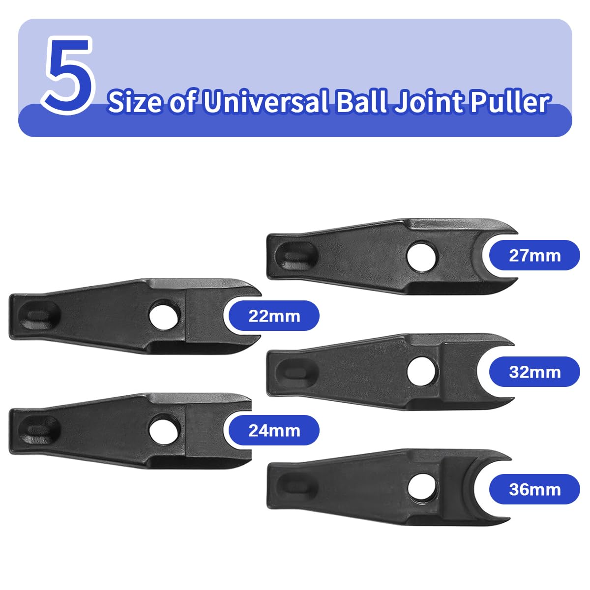 Kit Strumenti Separazione Giunti Sferici, Strumento per la Rimozione | Estrattore Giunto Sferico per Carichi Pesanti, con Ganascia Regolabile Forchette 5 Dimensioni (22 mm 24 mm 27 mm 32 mm 36 mm)