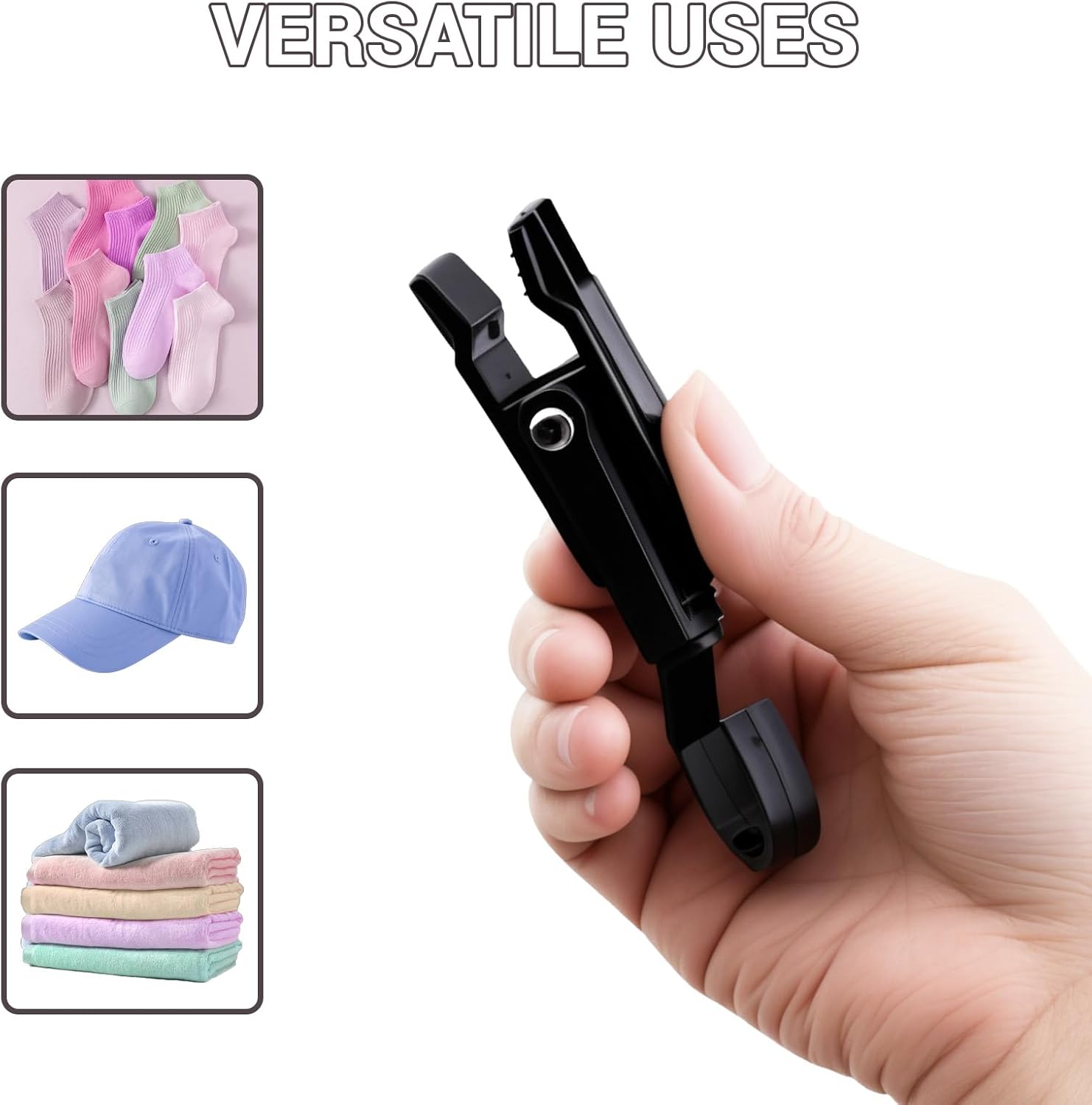 10-Pack Laundry Clip Hooks, 360° Rotating Clothes Hanger Clips for Air-Drying Socks, Towels, Lightweight Clothes, Space-Saving Organization