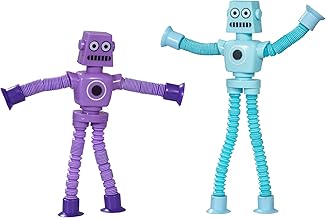 Robot Poptubes Suction Cup for Kids | Pack of 2 - Purple & Blue | Shape Changing & Bendable Poptubes for Baby Boys & Girls | Fidget Toys for Kids & Babies | Great Gift Choice