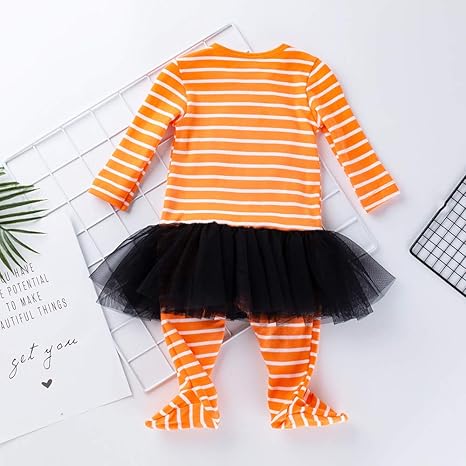 4 Pièces Ensembles Halloween Bébé Costume Bébé Fille Vêtements Citrouille Chauve