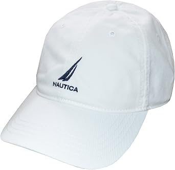 Nautica Men Adjustable Logo Hat Cap One Size, White