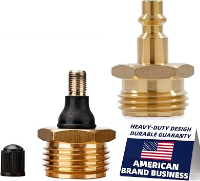 2Pcs Tylove RV Brass Blow Out Plug&Winterized Blow Adapter,Quick Connect Plug to garden hose, RV, Boat,Camper and Travel Trailer, Helps Clear Water Pipes During Winterization B+ Plug