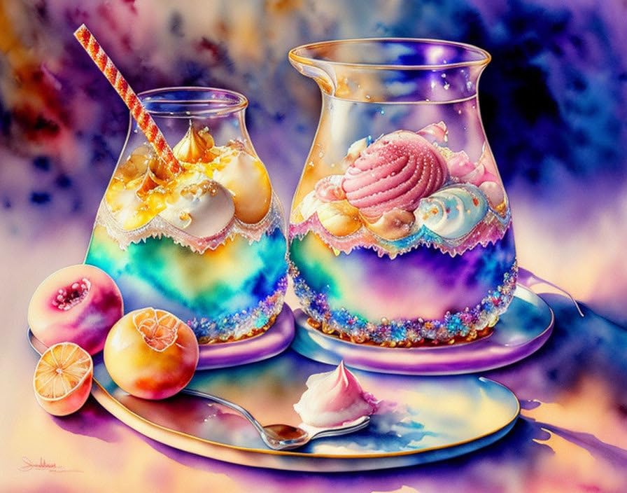 Crème glacée colorée poster grand format toile 58 x 90 cm décoration murale