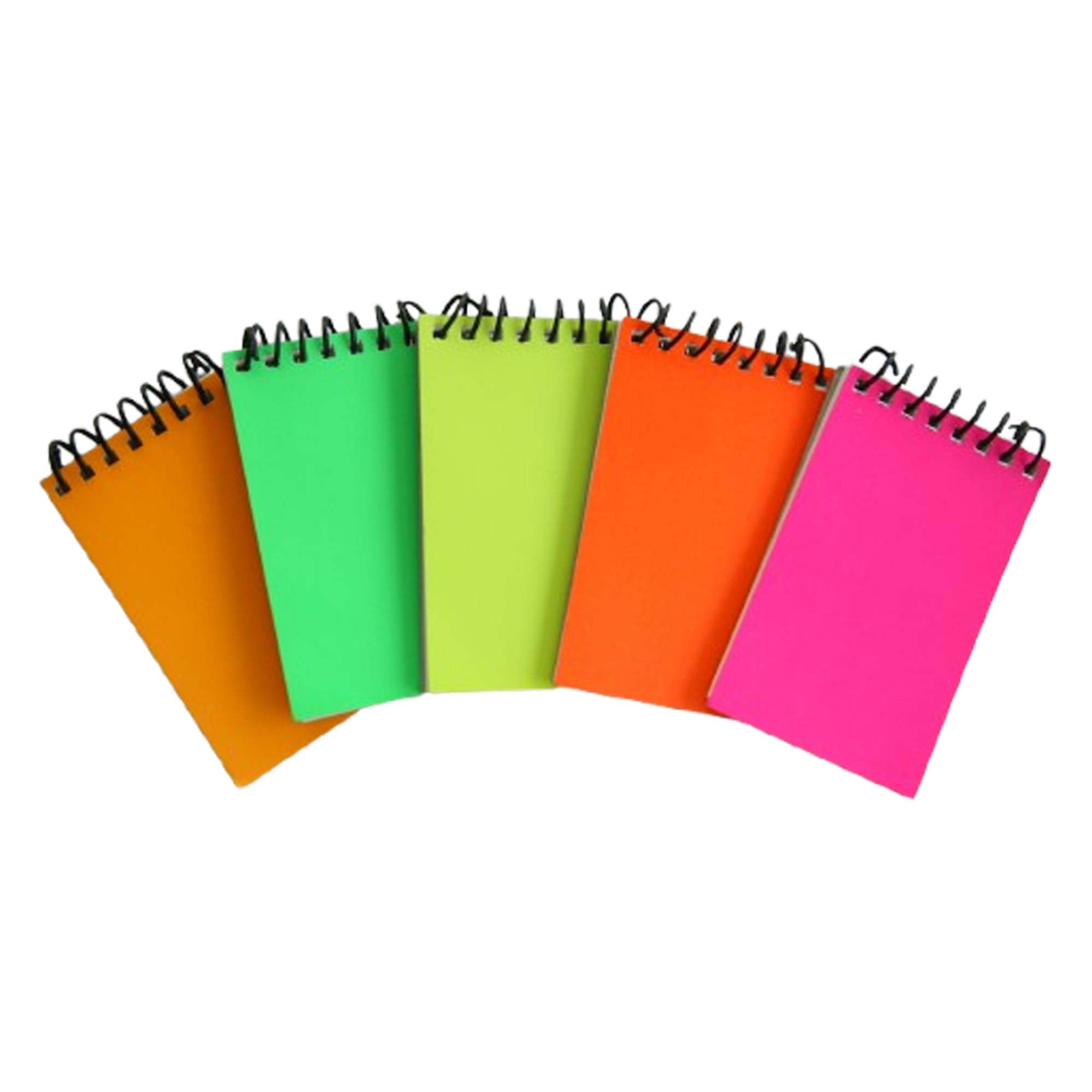 M1SS Mini Spiral Notebook, Pack of 30 - Unruled Small Notepads, Spiral Pocket Wirebound Notebooks Assorted Bright Neon Colours for Work School University College Office