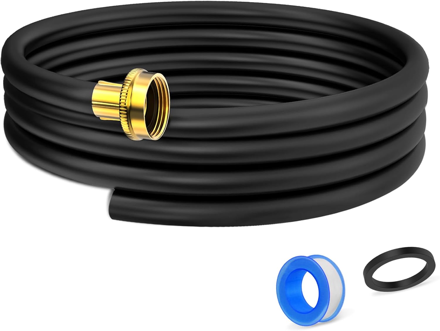 MISSING CONNECTORS***12FT Dehumidifier Drain Hose with 3/4 Inch FHT Connector, Featuring Rust-Resistant Brass Fittings for Leak-Proof Connection, Perfectly Compatible with Most Dehumidifier Brands(7 Length Options) Black 12FT
