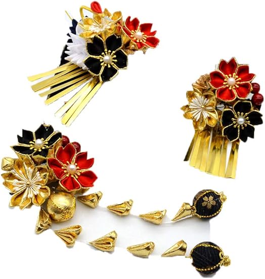 Amazon 和装華麗髪飾り 成人式 振袖 舞子さん 花魁 お花 鶴風 ビラカン 下がり飾り 3点セット 着物 浴衣 卒業式などに 和装小物 通販
