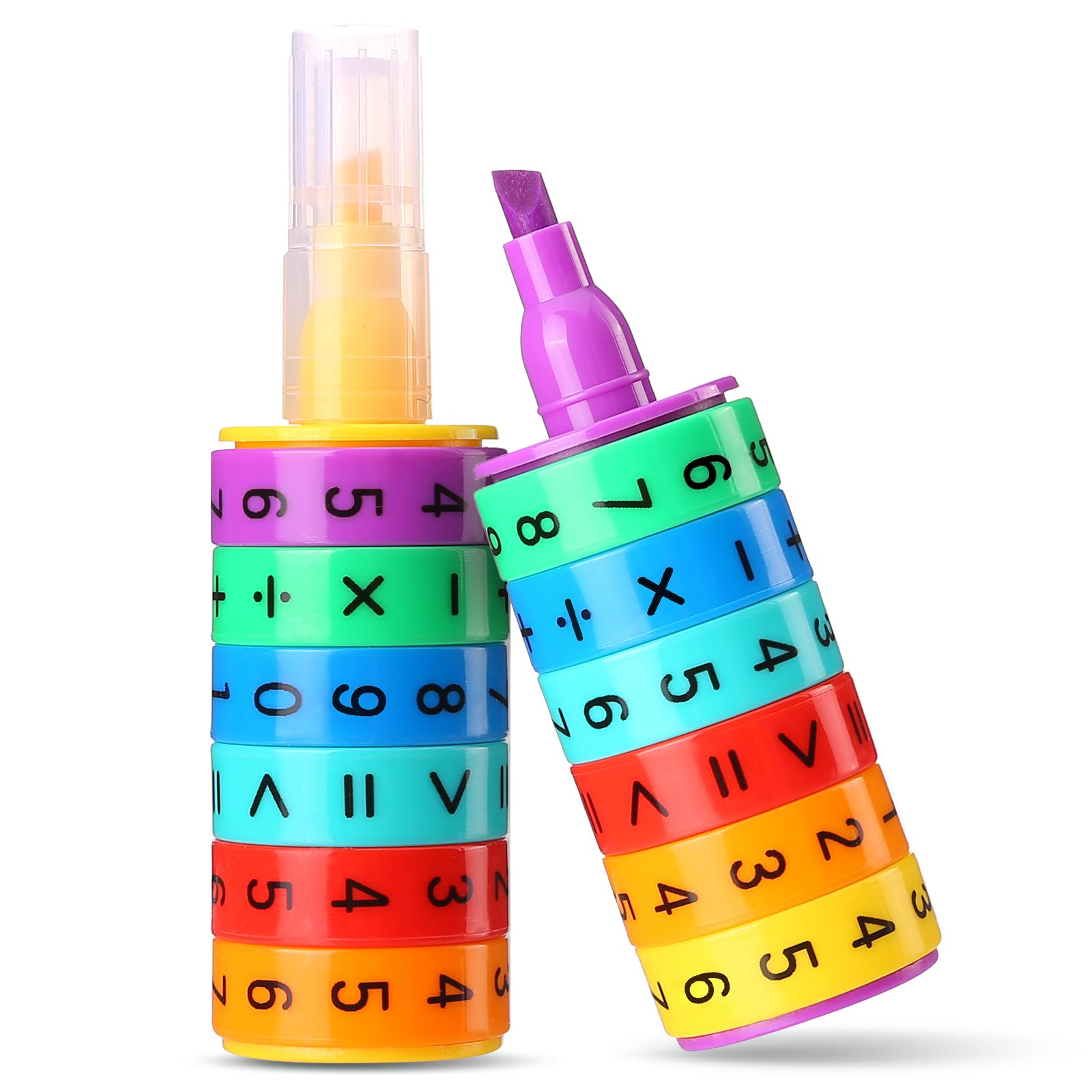 Kesote 2 PCS Textmarker mit Rechenrolle, 2-in-1 Filzstifte, Zufällige Farbe | Schultüte Füllung, Einschulung Marker Schule Lehrer Geschenk Schulanfang