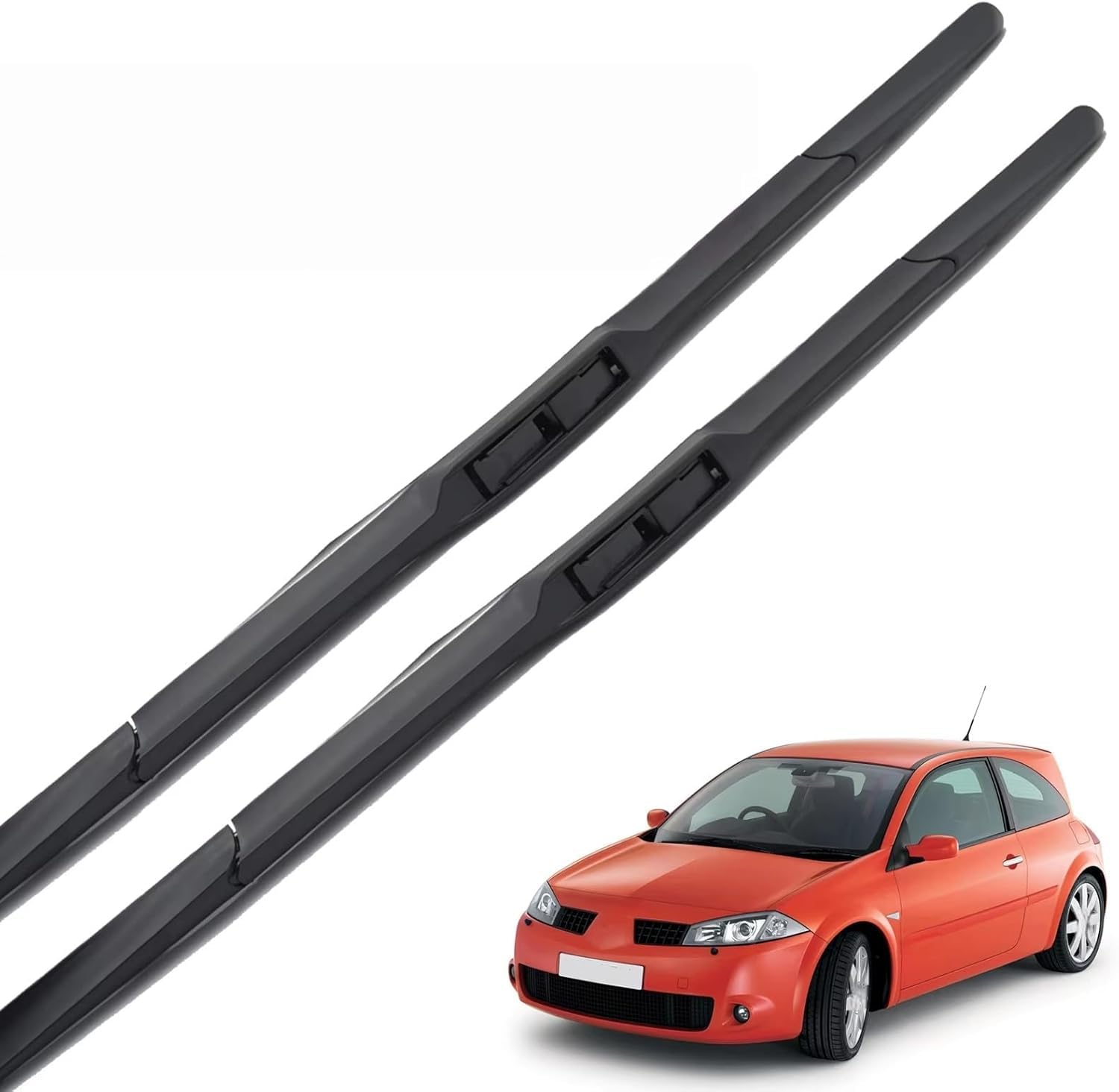 liufangfc Front Windscreen Beam Wipers for Renault Megane 2 2002-2006 24"+18", Set of 2 Replacement Blades with Pre-assembled Adapter, Only for Right-Hand Drive (UK)