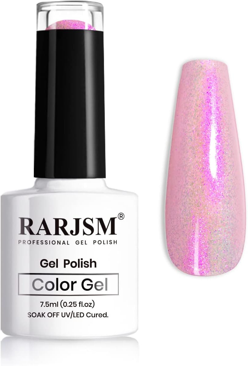 RARJSM Mermaid Effect Pearl Glitter Gel Polish,Shell Glitter Gel Nail Polish,Reflective Sparkle Shiny Clear Pastel Need Cured With UV Led Nail Lamp 1 Piece 7.5ml Nail Art Manicure