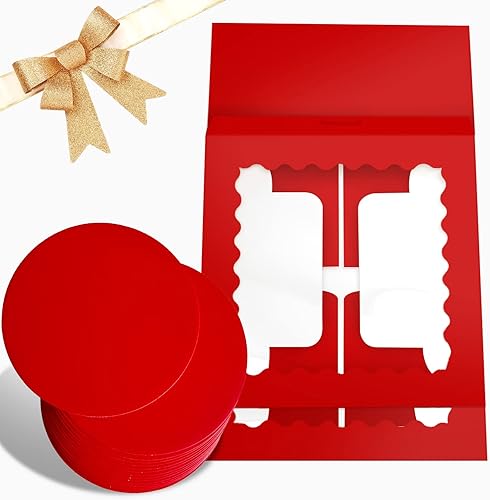 Miniatura 5 de 36 cajas para pasteles de 10 x 10 x 5 pulgadas con ventana, 18 paquetes de cajas rojas para pasteles de 10 pulgadas (18 cajas para pasteles + 18