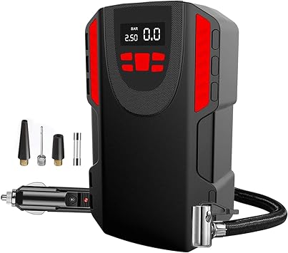 Tire Inflator Portable Air Compressor for Car Tires 12V DC 150 PSI Tire Pump with LED Light Digital Pressure Gauge Car Bike