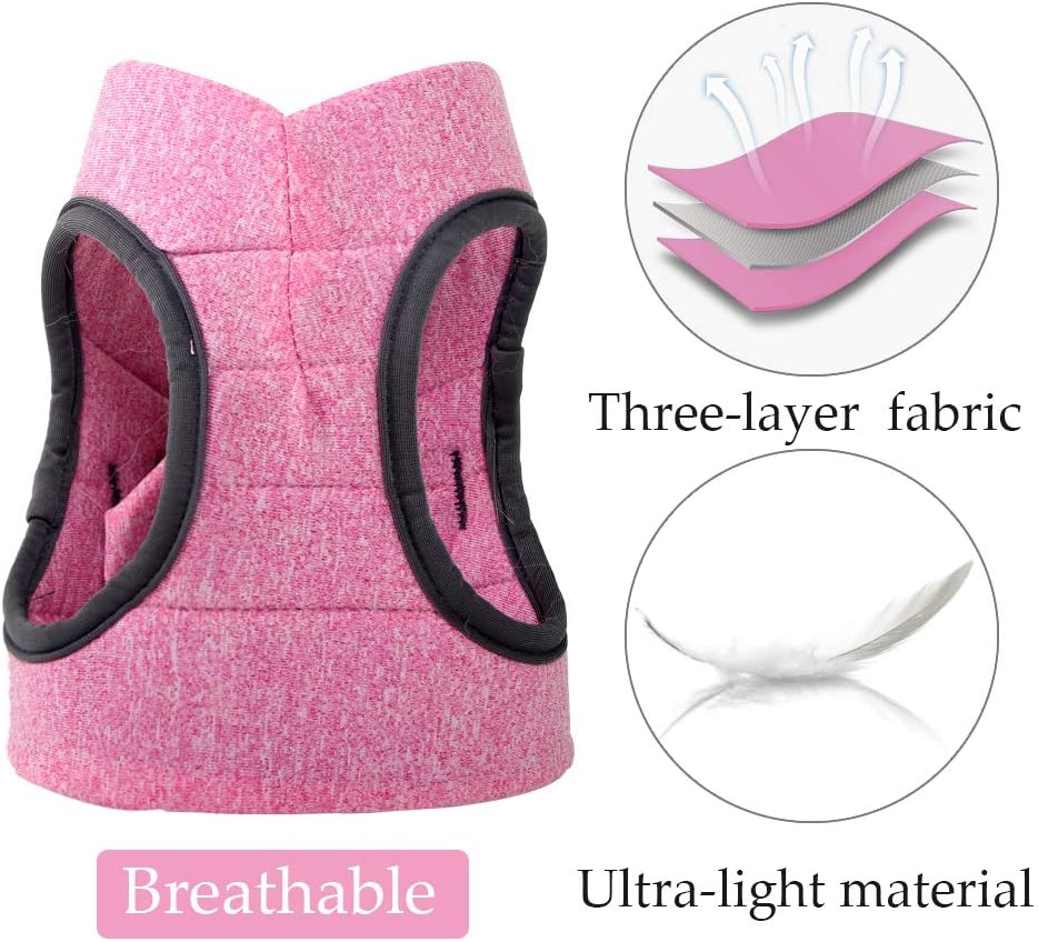 Cat Harness and Leash Set for Walking Lightweight Escape Proof Kitten Vest Harness Soft Fit for Cat Puppy Rabbits Easy Control (L, Pink)