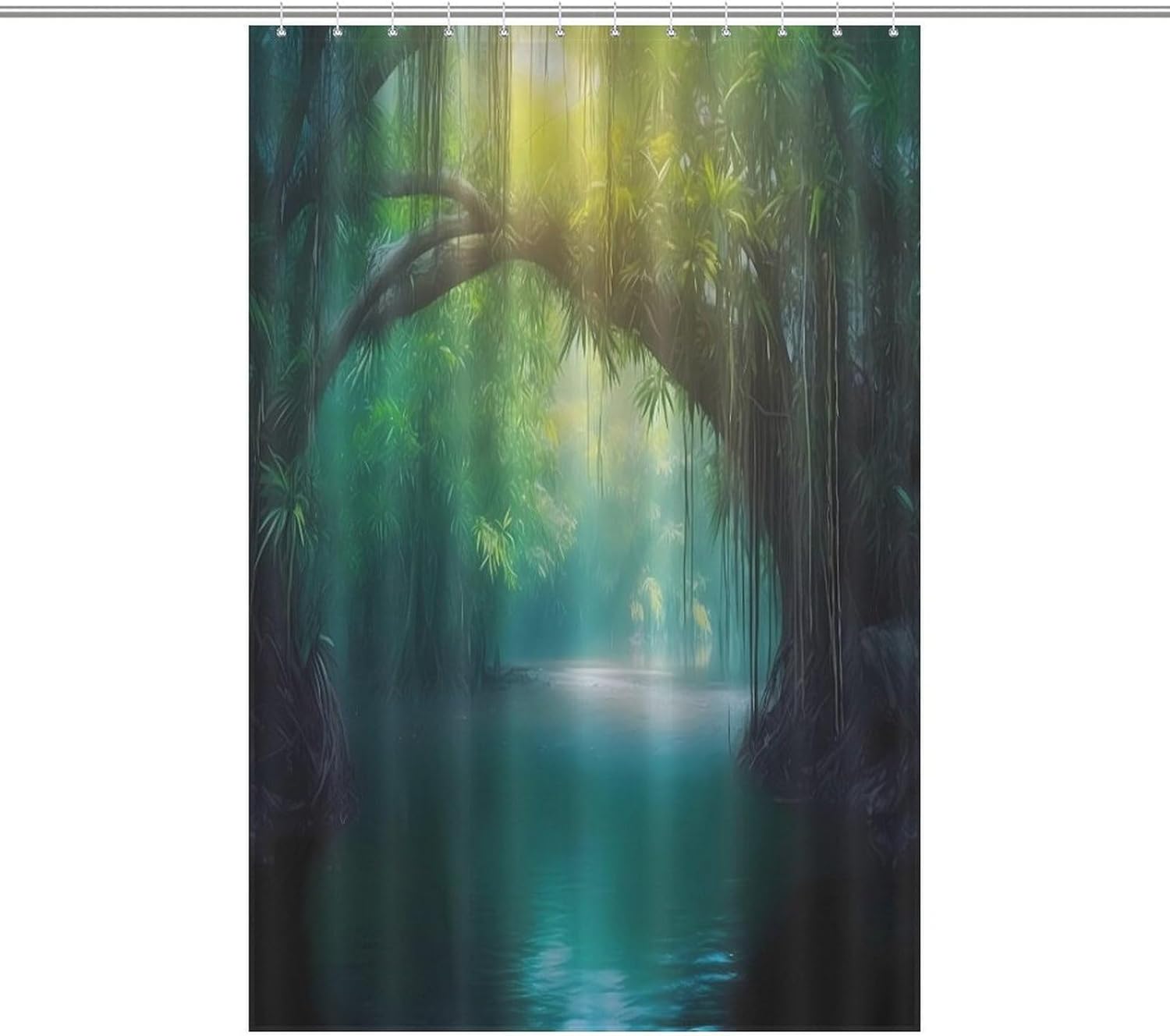 Tropical Forests Water Funny Shower Curtains Washable Bath Curtain Liner with Hooks for Bathroom Bath Tubs