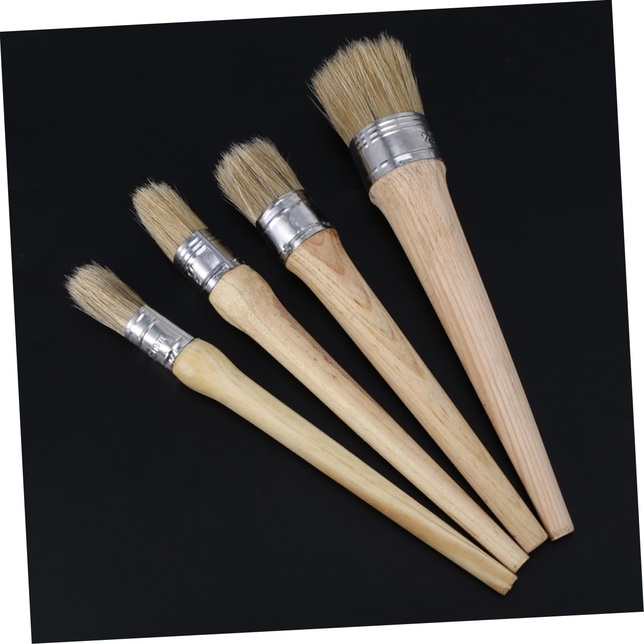 Lurrose Brosse à Cire Ronde à Long Manche, Lot de 4, Tête Large