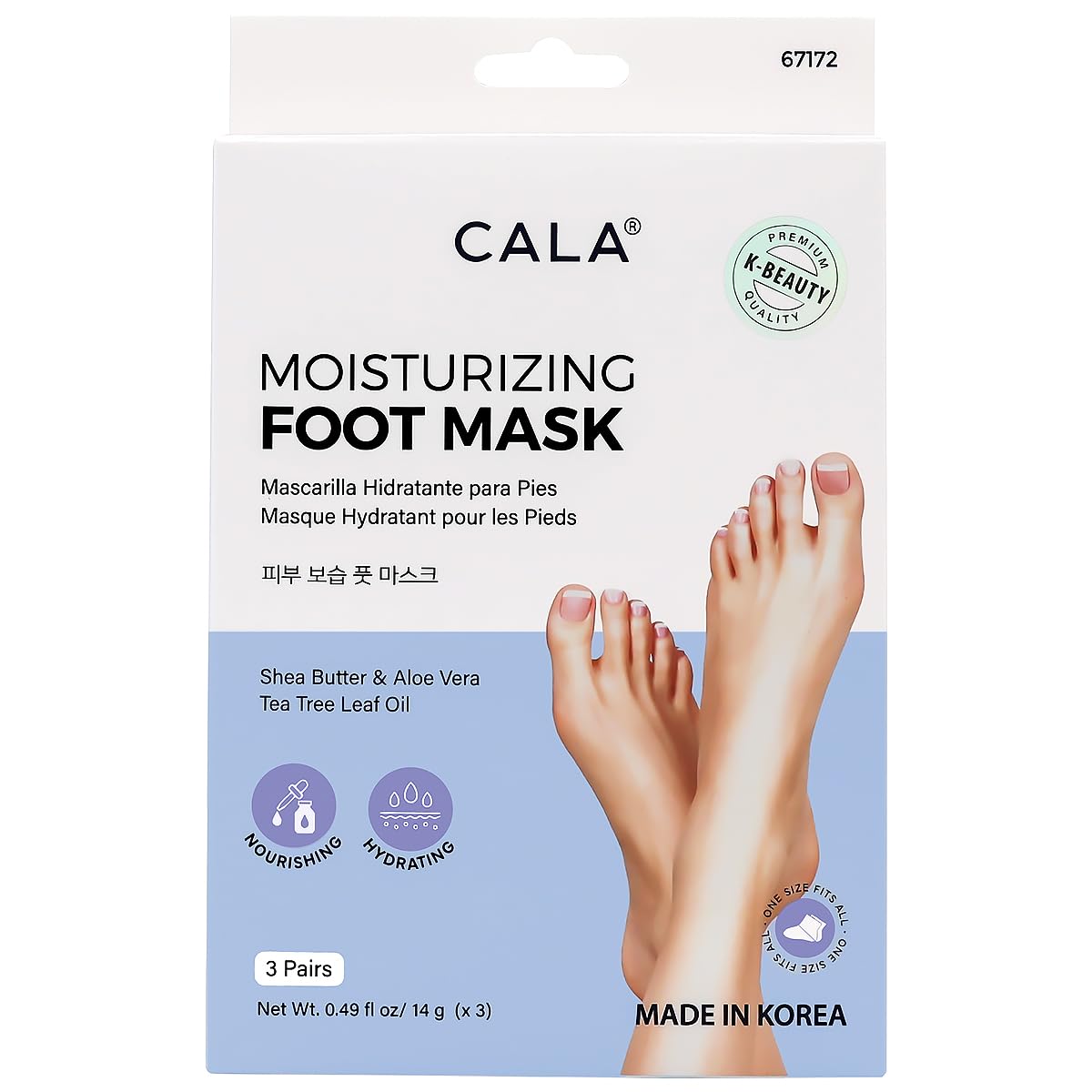 CALA Moisturizing Foot Mask with Shea Butter, Aloe Vera and Tea Tree Leaf Oil, 3 Pairs