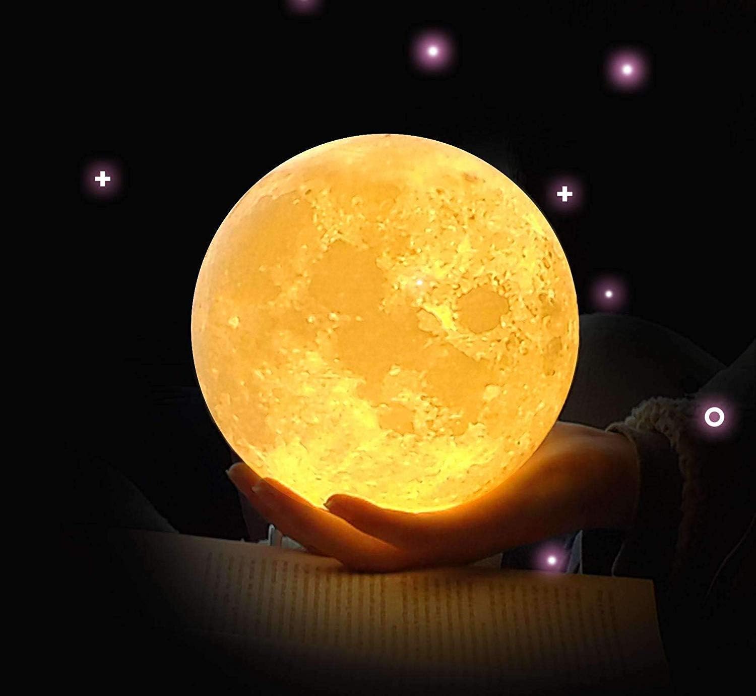Knostic technologies 3 Shades Lunar Moon 3D Lamp (Multicolour, 14 cm)