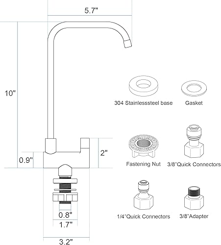 Miniatura 5 de ErSi Grifo de filtro de agua, grifo de agua potable de ósmosis inversa, grifo giratorio plegable para ventana de apertura interior, barra de cocina,