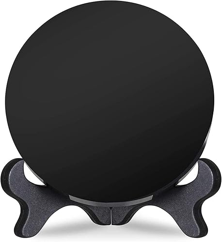 Miniatura 9 de Disco circular de piedra de obsidiana negra natural espejo Feng Shui con soporte decoración de escritorio para el hogar manualidades espejo de
